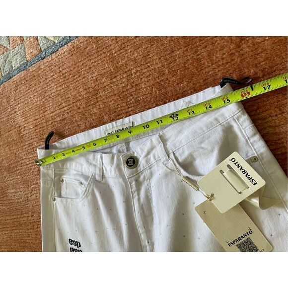 NWT ESPARANTO Bedazzled High Rise White Jeans - Picture 6 of 8